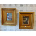 A pair of gilt framed oil paintings