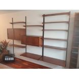 A Danish teak Ladder-rack shelf system