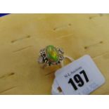 A designer Opal and Diamond Moonstone ring ( Silver and Gold,