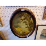 An oval oil painting,