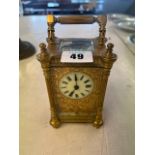 A brass good quality carriage clock