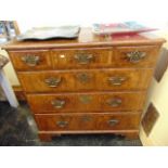 A 19th century Walnut chest of six drawers,