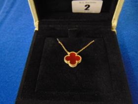 A Van Cleef and Arpels Alhambra 18ct Gold necklace set with Cornelian