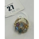 An 18ct Gold multi gem set designer ring,
