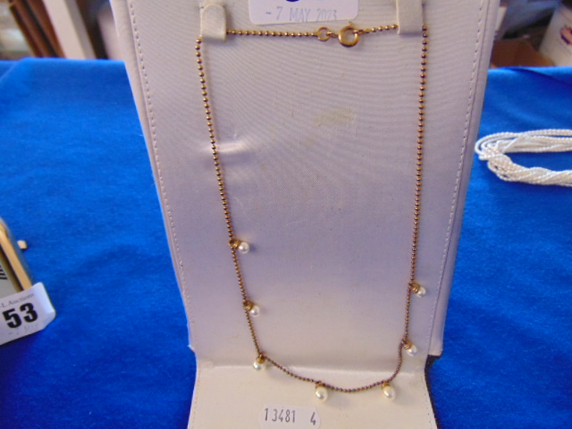 A Pearl drop boxed necklace