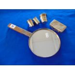 A qty of hallmarked Silver; hand mirror, Russian beakers etc.