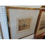 A framed and glazed etching,