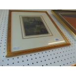 A gilt framed etching, Battersea,