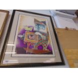 A framed and glazed print,