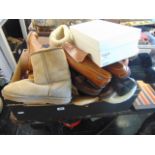 A qty of shoes, boots, some designer; Michael Kors, Ugg, LK Bennett, Anne Klein etc.