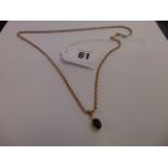 An 18ct Gold, Diamond and Sapphire pendant on a Victorian 9ct Gold chain,