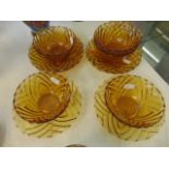 A qty of Amber glass sundae dishes