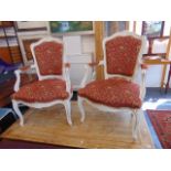 A pair of French salon style chairs