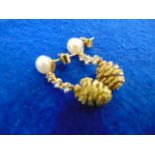 18ct Gold Pine cone Diamond and Pearl ea