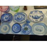 A qty of blue and white china