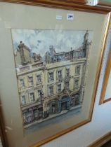 A framed and glazed mixed media picture of Sotheby's Auction