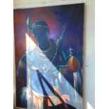 An oil on canvas African tribesman