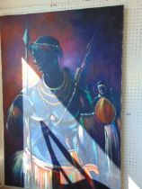 An oil on canvas African tribesman