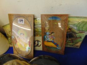 Four small hand painted pictures