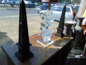 A pair of marble Obelisks