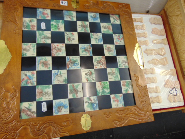 A decorative Chess set on board