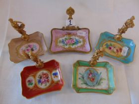 Five Limoges figural pin trays