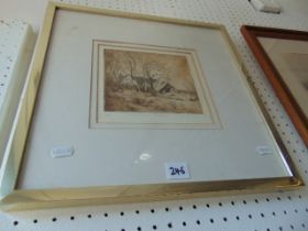 A framed and glazed etching,
