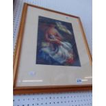 A framed and glazed oil painting of a semi nude