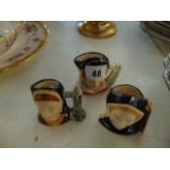 Three Royal Doulton character mini jugs,