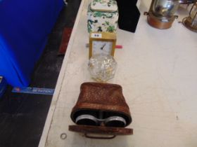 A Mason's lidded ginger jar, Baccarat glass lidded pot, Tiffany clock,