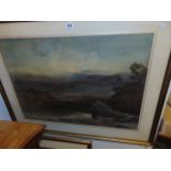 A large watercolour landscape,