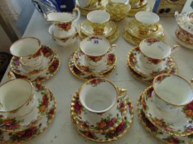 Six Royal Albert trio's country Roses and six china trio's