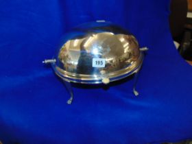 A Silver plate roll over dish,