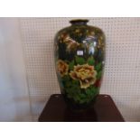 A large Green floral decorative Cloisonne style vase,