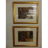 A pair of gilt framed prints