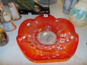 A Red Murano style centre bowl,