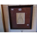 A small framed and glazed pencil sketch of a lady