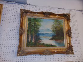 A Gilt framed mountain scene