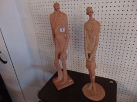 A 1974 Flapper and Gatsby terracotta figures by Klara Sever,