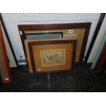 Four early etchings, one unframed, dated 1860, signed, figures,