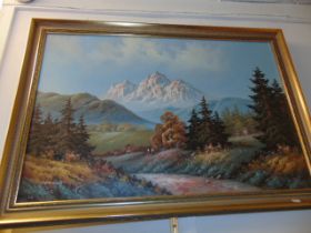 A gilt framed oil on canvas,