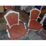 A pair of French salon style chairs