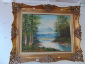 A Gilt framed mountain scene