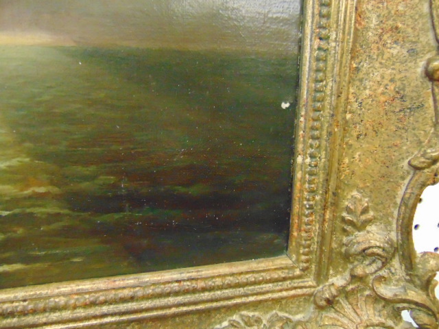 A gilt framed oil on canvas, Nymphs on wind and sea, 50cm X 61cm, attributed to W.E. - Image 4 of 11