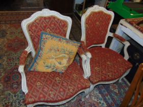 A pair of French salon style chairs