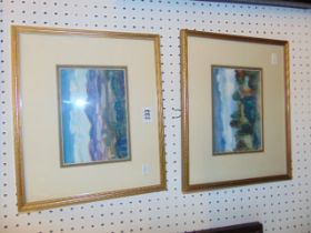 A pair of gilt framed watercolours