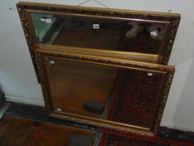 Two gilt framed bevelled mirror 87 x 61 cm