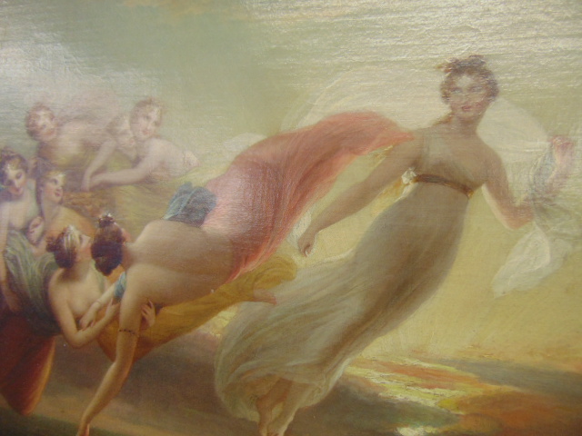 A gilt framed oil on canvas, Nymphs on wind and sea, 50cm X 61cm, attributed to W.E. - Image 6 of 11