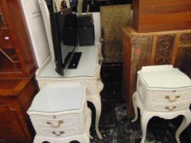 A French style dressing table and two bedsides