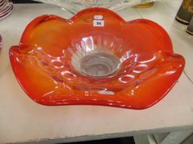 A Red Murano style centre bowl,